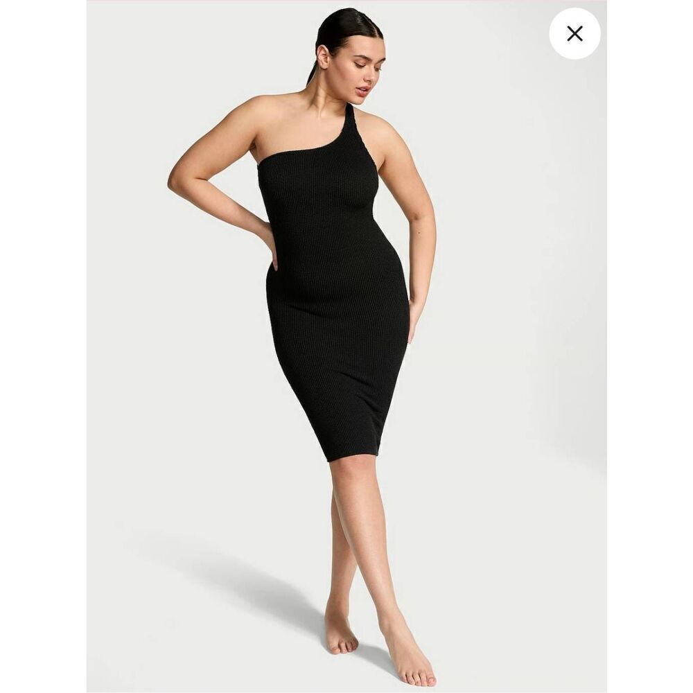 Victoria's Secret Crinkle One Shoulder Midi Dress